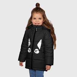 Куртка зимняя для девочки Кошачья мордочка, цвет: 3D-черный — фото 2