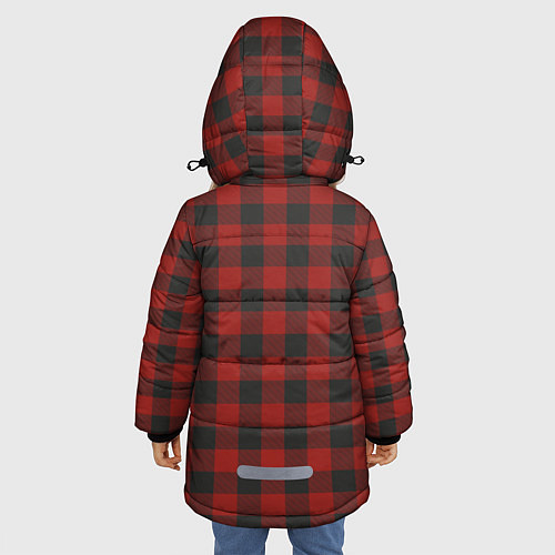 Зимняя куртка для девочки Бордовая клетка / 3D-Светло-серый – фото 4