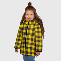 Куртка зимняя для девочки Желтая клетка, цвет: 3D-черный — фото 2