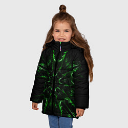 Куртка зимняя для девочки Зелёное Очарование, цвет: 3D-черный — фото 2
