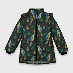 Куртка зимняя для девочки Попугай Ара, цвет: 3D-светло-серый