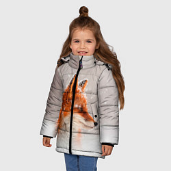 Куртка зимняя для девочки Лиса и снег, цвет: 3D-черный — фото 2