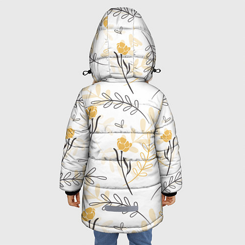 Зимняя куртка для девочки Рисованные Цветы / 3D-Светло-серый – фото 4