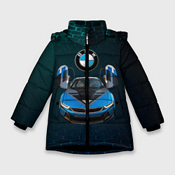 Куртка зимняя для девочки BMW i8 Turbo тюнинговая, цвет: 3D-черный