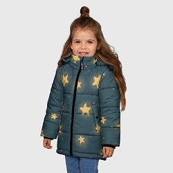 Куртка зимняя для девочки Звезды, цвет: 3D-светло-серый — фото 2