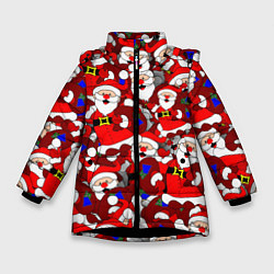 Куртка зимняя для девочки Русский Санта Клаус, цвет: 3D-черный