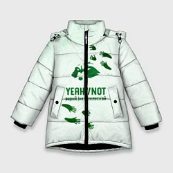 Куртка зимняя для девочки Енот, цвет: 3D-черный