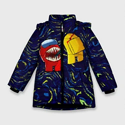 Куртка зимняя для девочки Among Us Van Gogh Style, цвет: 3D-черный