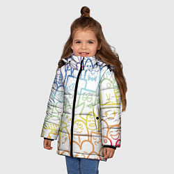 Куртка зимняя для девочки Радужные дудлы, цвет: 3D-черный — фото 2
