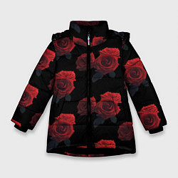 Куртка зимняя для девочки Роза, цвет: 3D-черный