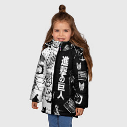 Куртка зимняя для девочки Атака на титанов, цвет: 3D-черный — фото 2