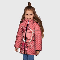 Куртка зимняя для девочки Котенок, цвет: 3D-черный — фото 2