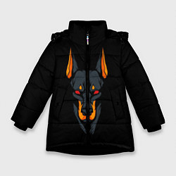 Куртка зимняя для девочки Доберман, цвет: 3D-черный