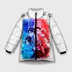 Куртка зимняя для девочки Атака на титанов, цвет: 3D-светло-серый