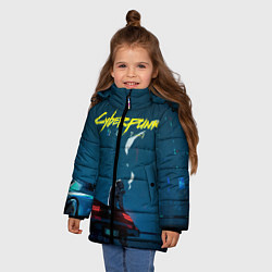 Куртка зимняя для девочки КИБЕРПАНК 2077, цвет: 3D-красный — фото 2