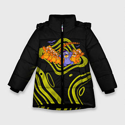 Куртка зимняя для девочки Много Стичей, цвет: 3D-черный