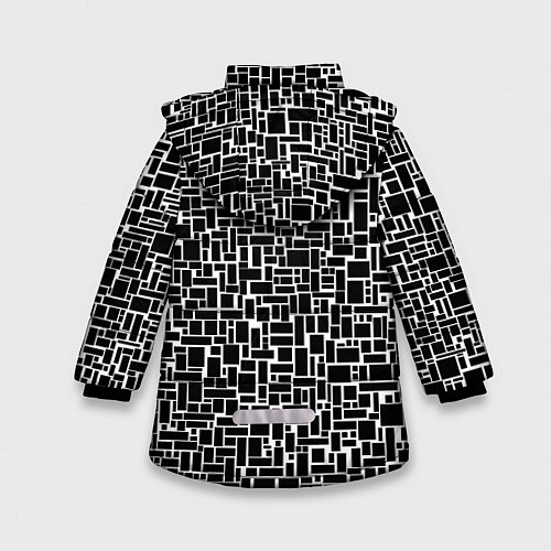 Зимняя куртка для девочки Геометрия ЧБ Black & white / 3D-Красный – фото 2