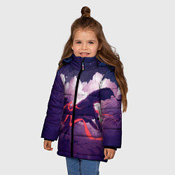 Куртка зимняя для девочки Лиса бежит по облакам, цвет: 3D-черный — фото 2