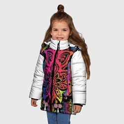 Куртка зимняя для девочки  Слон с орнаментом, цвет: 3D-черный — фото 2