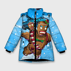 Куртка зимняя для девочки Пряничный человек, цвет: 3D-черный