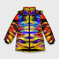 Куртка зимняя для девочки Батик Краски, цвет: 3D-черный