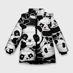 Куртка зимняя для девочки Смешные панды, цвет: 3D-черный