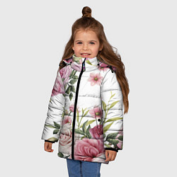 Куртка зимняя для девочки Розовые розы, цвет: 3D-черный — фото 2