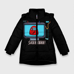 Куртка зимняя для девочки Among Us SHHHHHH, цвет: 3D-черный