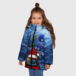 Куртка зимняя для девочки Among us Happy New Year, цвет: 3D-черный — фото 2