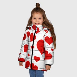 Куртка зимняя для девочки Сердечки, цвет: 3D-красный — фото 2
