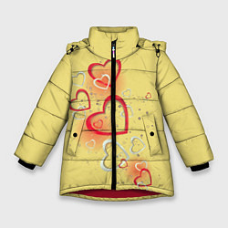 Куртка зимняя для девочки Сердечки в лимонаде, цвет: 3D-красный