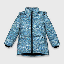 Куртка зимняя для девочки Море волнуется, цвет: 3D-черный