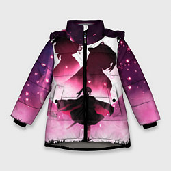Куртка зимняя для девочки Столп Бабочки, цвет: 3D-светло-серый
