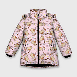 Куртка зимняя для девочки Фон с бычками, цвет: 3D-черный