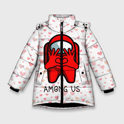 Куртка зимняя для девочки AMONG US - СЕРДЕЧКО, цвет: 3D-черный