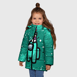 Куртка зимняя для девочки AMONG US - СНЕЖНЫЙ, цвет: 3D-черный — фото 2
