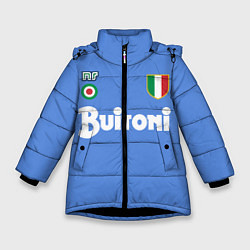 Куртка зимняя для девочки Диего Марадона Наполи Ретро, цвет: 3D-черный