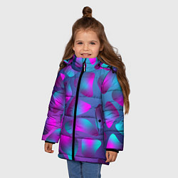 Куртка зимняя для девочки Неоновые капли, цвет: 3D-черный — фото 2