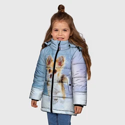 Куртка зимняя для девочки Чихуахуа в снегу, цвет: 3D-светло-серый — фото 2