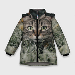 Куртка зимняя для девочки Кошка, цвет: 3D-светло-серый