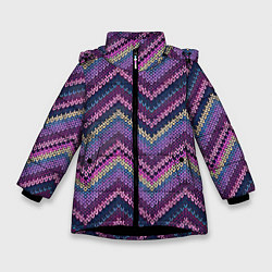 Куртка зимняя для девочки Вязь, цвет: 3D-черный
