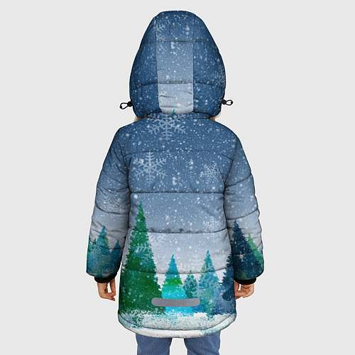 Зимняя куртка для девочки Снежинки в лесу / 3D-Светло-серый – фото 4