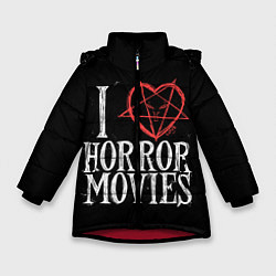 Куртка зимняя для девочки I Love Horror Movies, цвет: 3D-красный