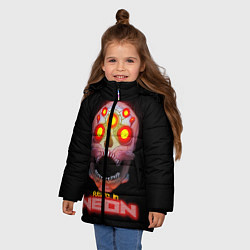 Куртка зимняя для девочки Будущее в неоне, цвет: 3D-красный — фото 2