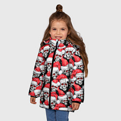 Куртка зимняя для девочки Деды морозы черепа, цвет: 3D-черный — фото 2