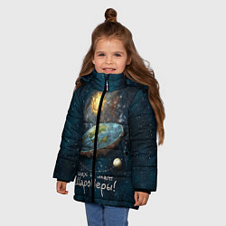 Куртка зимняя для девочки Плоская Земля шах и мат, цвет: 3D-черный — фото 2