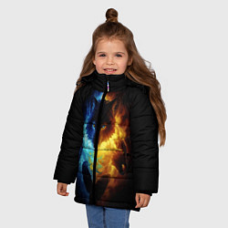 Куртка зимняя для девочки Волки в огне, цвет: 3D-черный — фото 2