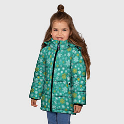 Куртка зимняя для девочки Снежинки, цвет: 3D-черный — фото 2