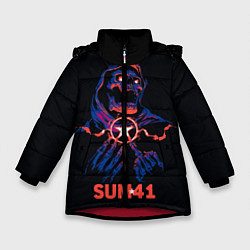Куртка зимняя для девочки Sum 41 череп, цвет: 3D-красный