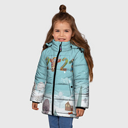 Куртка зимняя для девочки Год быка 2021, цвет: 3D-черный — фото 2